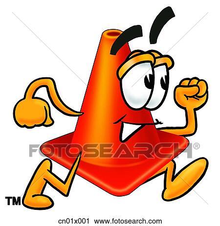Clip Art - Construction Safety Cone Running. Fotosearch