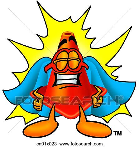 Construction Safety Cone Super Hero View Large Illustration Drawing - Construction Safety Cone Super Hero. Fotosearch
