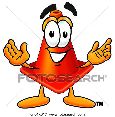 Stock Illustration - Construction Safety Cone With Hands Out. Fotosearch