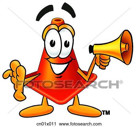 Clip Art - Construction Safety Cone With Megaphone. Fotosearch
