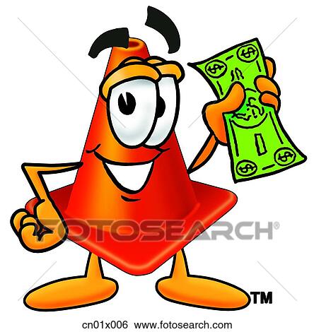 Stock Illustration - Construction Safety Cone With Money. Fotosearch