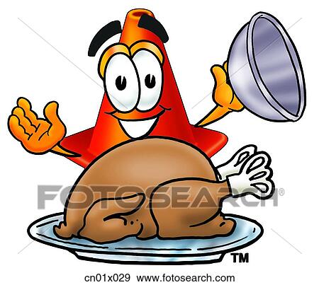 Stock Illustration - Construction Safety Cone With Thanksgiving Turkey. Fotosearch