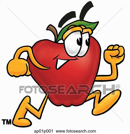 Clip Art - Food Group - Apple Running. Fotosearch