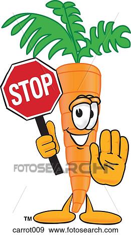 Food Group - Carrot Holding A Stop Sign View Large Illustration Stock Illustration - Food Group - Carrot Holding A Stop Sign. Fotosearch