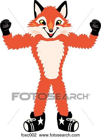 Fox Flexing Muscles View Large Illustration Drawing - Fox Flexing Muscles. Fotosearch