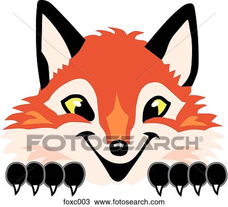 Drawing - Fox Peeking Over Top. Fotosearch
