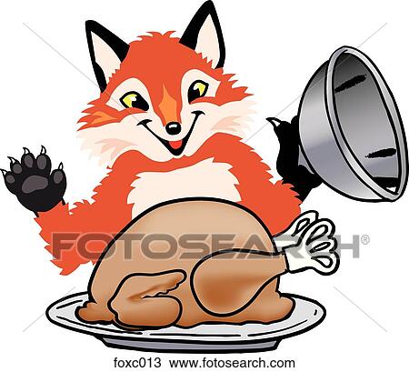 Fox With Thanksgiving Turkey View Large Illustration Drawing - Fox With Thanksgiving Turkey. Fotosearch