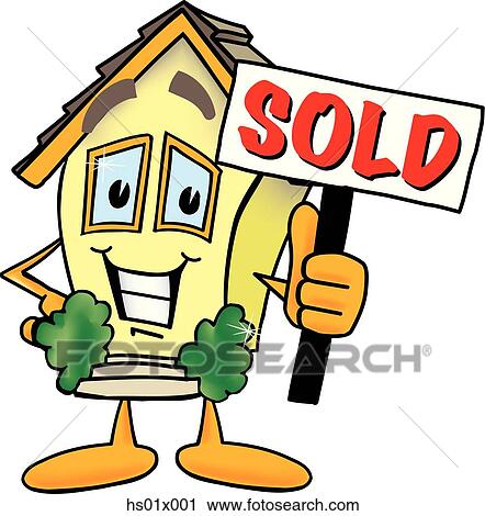 Clip Art - House With A Sold Sign. Fotosearch