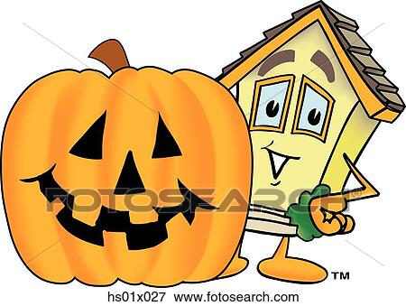House With Halloween Pumpkin View Large Illustration Stock Illustration - House With Halloween Pumpkin. Fotosearch