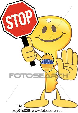 Stock Illustration - Key Holding A Stop Sign. Fotosearch