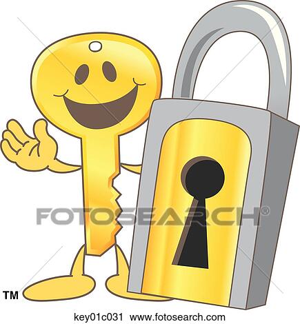 Key With Lock View Large Illustration Clip Art - Key With Lock. Fotosearch