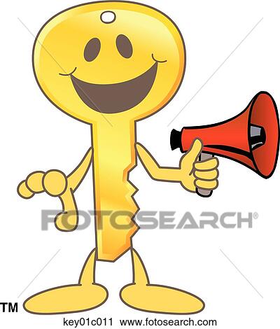Key With Megaphone View Large Illustration Clip Art - Key With Megaphone. Fotosearch