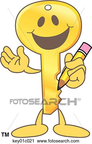Clip Art - Key With Pencil. Fotosearch