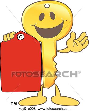 Stock Illustration - Key With Price Tag. Fotosearch
