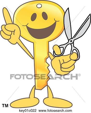 Key With Scissors View Large Illustration Drawing - Key With Scissors. Fotosearch