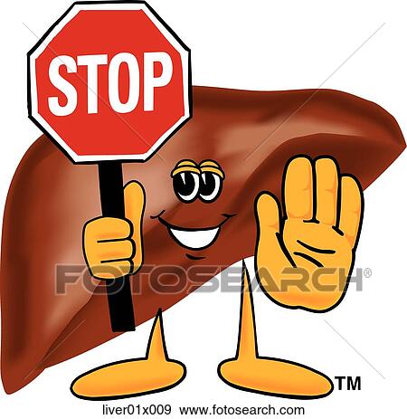 Stock Illustration - Liver Holding A Stop Sign. Fotosearch