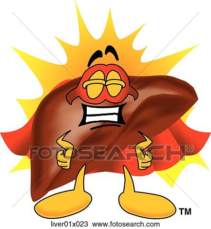 Liver Super Hero View Large Illustration Drawing - Liver Super Hero. Fotosearch