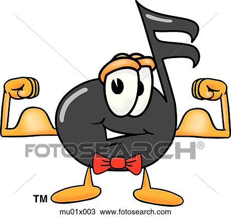 Music Note Flexing Muscles View Large Illustration Drawing - Music Note Flexing Muscles. Fotosearch