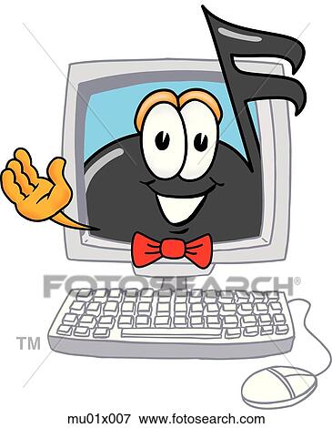 Stock Illustration - Music Note In Computer. Fotosearch