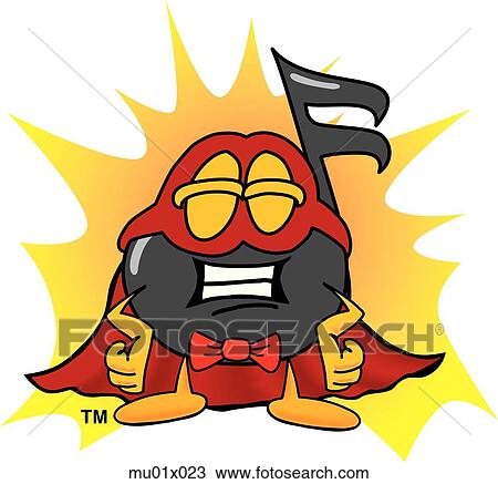 Music Note Super Hero View Large Illustration Drawing - Music Note Super Hero. Fotosearch