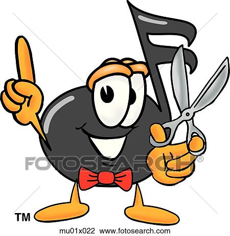Drawing - Music Note With Scissors. Fotosearch