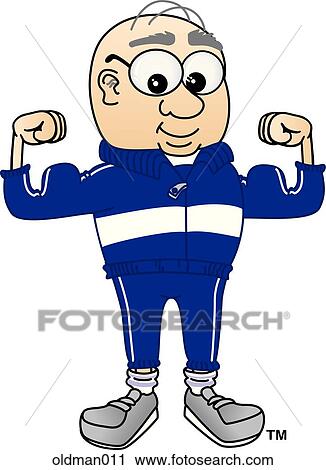 Clip Art - Old Man Flexing Muscles. Fotosearch