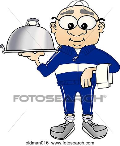 Stock Illustration - Old Man Serving Food. Fotosearch
