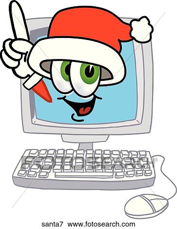 Stock Illustration - Santa In Computer. Fotosearch