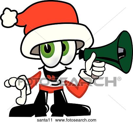Santa With Megaphone View Large Illustration Clip Art - Santa With Megaphone. Fotosearch