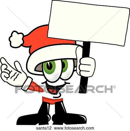 Santa With Sign View Large Illustration Drawing - Santa With Sign. Fotosearch