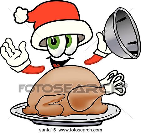 Stock Illustration - Santa With Thanksgiving Turkey. Fotosearch