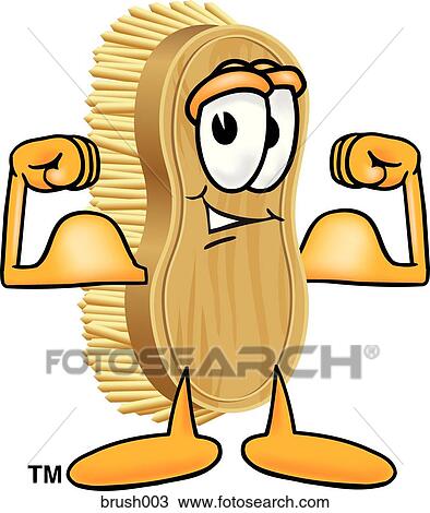 Scrub Brush Flexing Muscles View Large Illustration Drawing - Scrub Brush Flexing Muscles. Fotosearch
