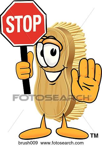 Scrub Brush Holding A Stop Sign View Large Illustration Stock Illustration - Scrub Brush Holding A Stop Sign. Fotosearch