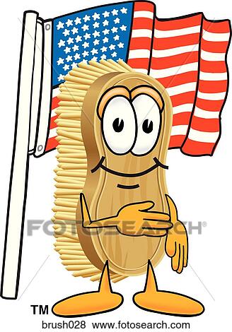Scrub Brush With Flag View Large Illustration Stock Illustration - Scrub Brush With Flag. Fotosearch