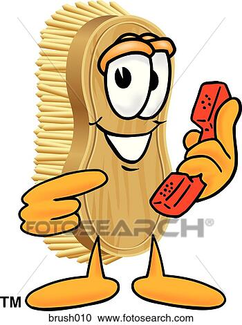 Clipart - Scrub Brush With Phone. Fotosearch