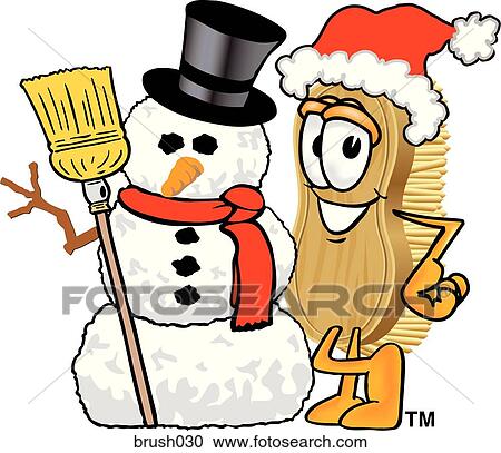 Clipart - Scrub Brush With Snowman. Fotosearch