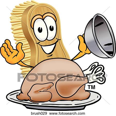 Stock Illustration - Scrub Brush With Thanksgiving Turkey. Fotosearch