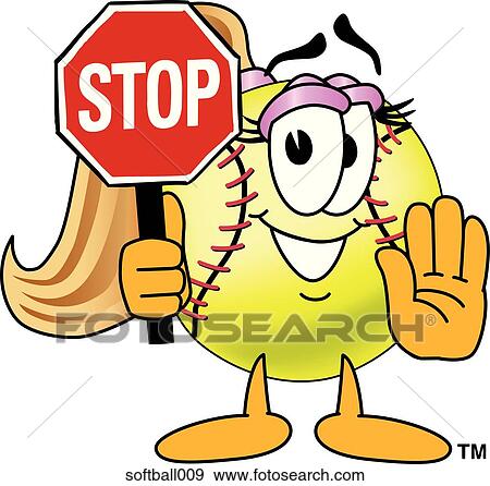 Softball Holding A Stop Sign View Large Illustration Stock Illustration - Softball Holding A Stop Sign. Fotosearch