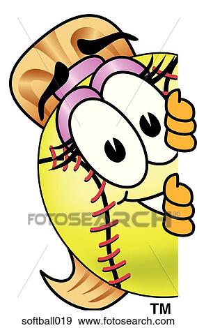 Softball Peeking Sideways View Large Illustration Stock Illustration - Softball Peeking Sideways. Fotosearch