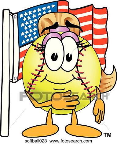 Softball With Flag View Large Illustration Stock Illustration - Softball With Flag. Fotosearch