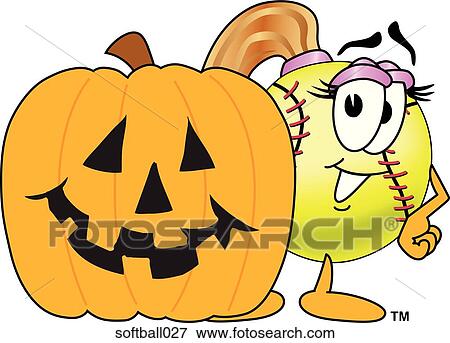 Softball With Halloween Pumpkin View Large Illustration Stock Illustration - Softball With Halloween Pumpkin. Fotosearch