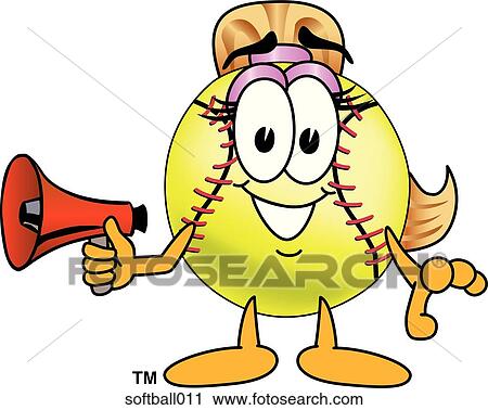 Softball With Megaphone View Large Illustration Clip Art - Softball With Megaphone. Fotosearch