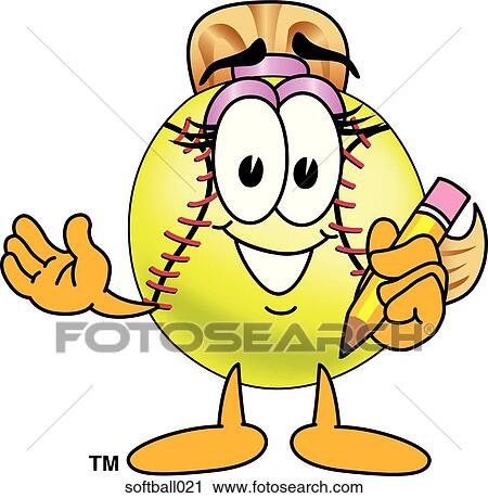 Softball With Pencil View Large Illustration Clip Art - Softball With Pencil. Fotosearch