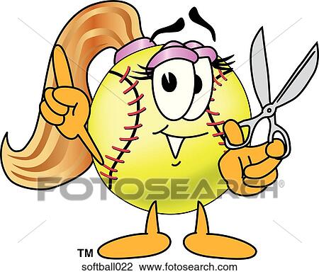 Softball With Scissors View Large Illustration Drawing - Softball With Scissors. Fotosearch