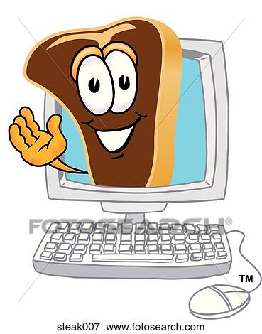 Stock Illustration - Steak In Computer. Fotosearch