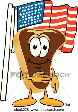 Stock Illustration - Steak With Flag. Fotosearch