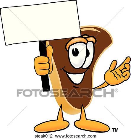 Drawing - Steak With Sign. Fotosearch