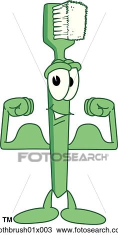 Toothbrush Flexing Muscles View Large Illustration Drawing - Toothbrush Flexing Muscles. Fotosearch