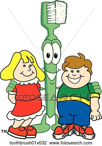 Toothbrush With Kids View Large Illustration Drawing - Toothbrush With Kids. Fotosearch