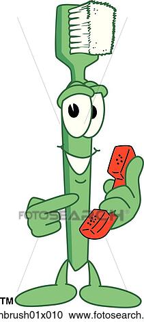 Clipart - Toothbrush With Phone. Fotosearch
